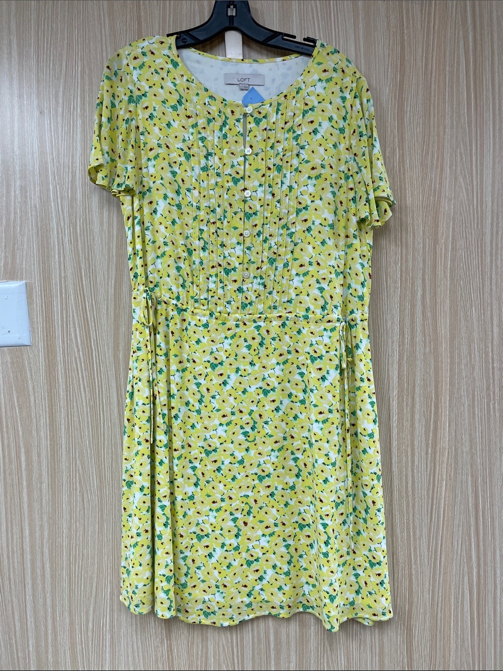 Loft Yellow Floral Dress Size Medium Tall
